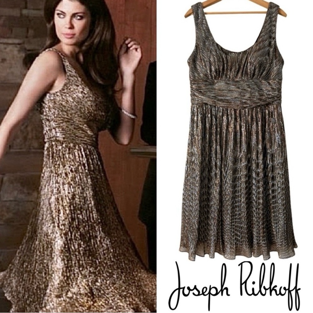 Joseph Ribkoff • Shimmery Metallic Cocktail Dress || Size 8